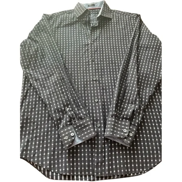 Bugatchi Uomo Classic Fit Navy Blue Print Button Down Size L - Picture 7 of 9